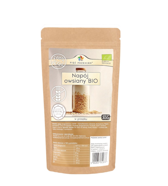 PIĘĆ PRZEMIAN Napój owsiany w proszku BIO bezglutenowy 300g