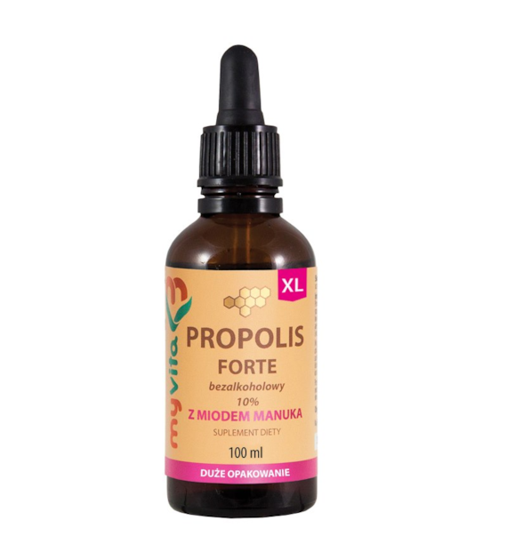 MyVita Propolis Forte bezalkoholowy z miodem Manuka 10% krople XL 100ml