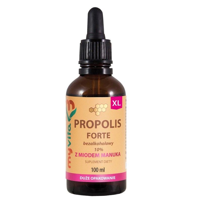 MyVita Propolis Forte bezalkoholowy z miodem Manuka 10% krople XL 100ml