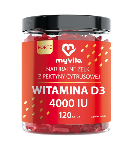 MyVita Żelki Witamina D3 4000 IU 120 sztuk - naturalne żelki z pektyny cytrusowej