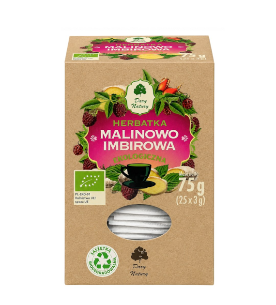 Herbatka Malinowo - Imbirowa BIO fix 25*3g DARY NATURY