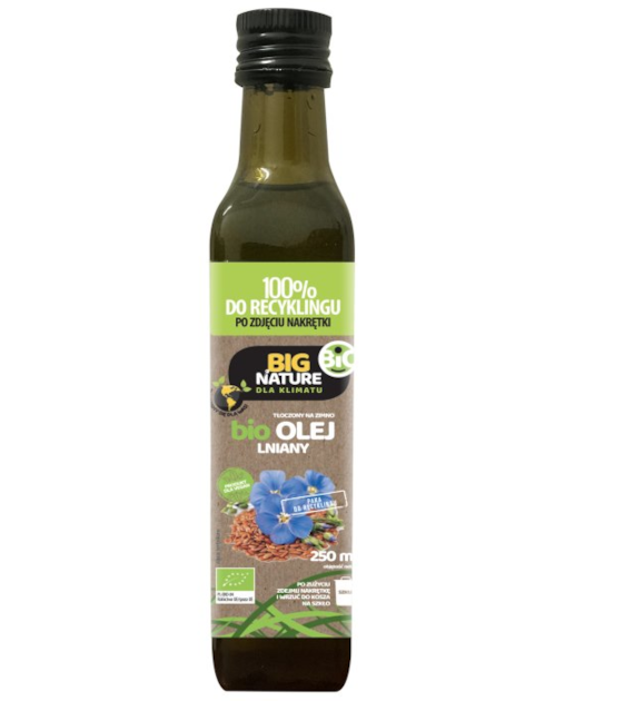 BIG NATURE Olej lniany tłoczony na zimno BIO 250ml
