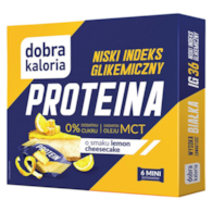DOBRA KALORIA Mini batoniki PROTEINA z niskim IG o smaku lemon cheesecake + olej MCT 6x17g KUBARA
