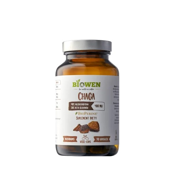 BIOWEN Chaga 400 mg, 90 kaps. - 40% polisacharydów, 30% beta-glukanów