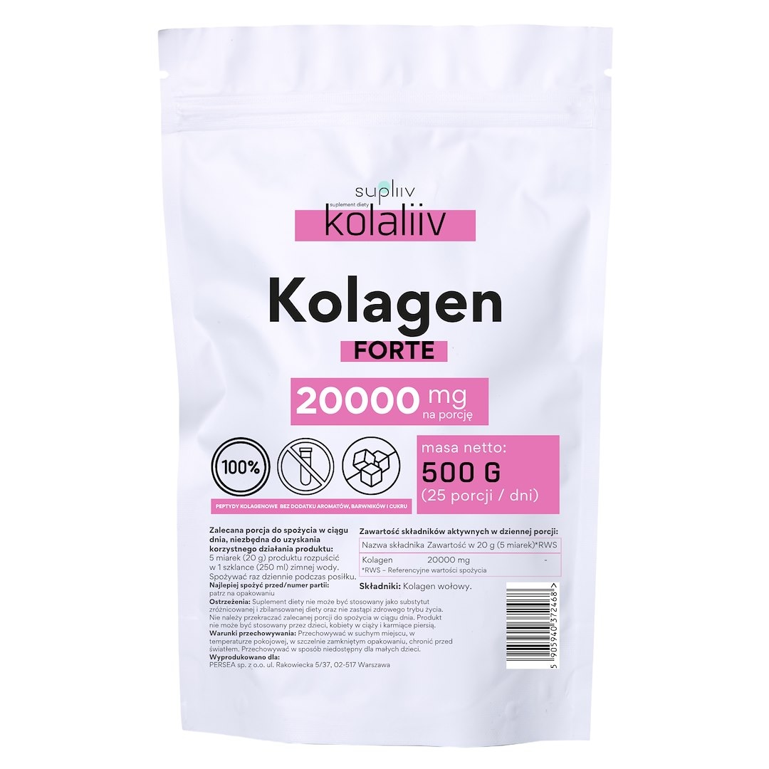 Kolagen FORTE wołowy 20000mg, 500g SUPLIIV