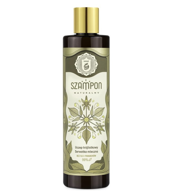 MLECZNA KĄPIEL Szampon z ekstraktem z uczepu trójlistkowego bez sls 280ml NAMI