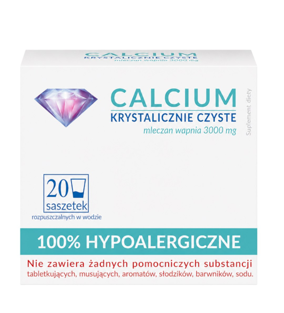 Calcium hypoalergiczne krystaliczne czyste 20 saszetek UNIPHAR