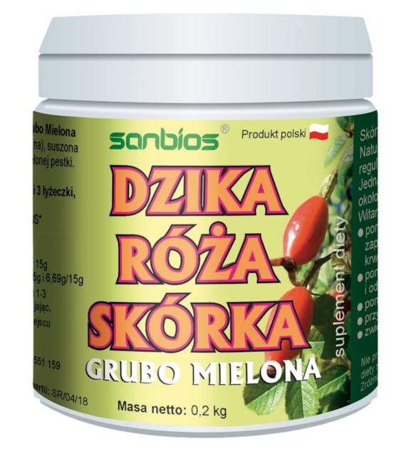 SANBIOS Dzika róża skórka mielona 200g