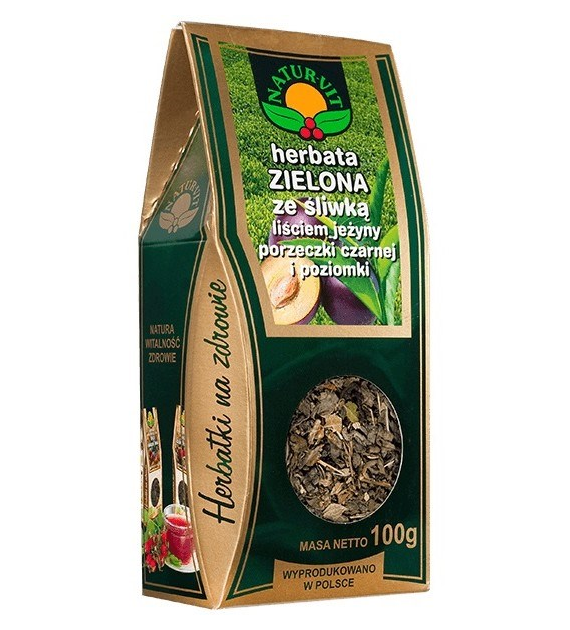 NATURA-WITA Herbata zielona ze śliwką, liściem jeżyny, porzeczki i poziomki 100g