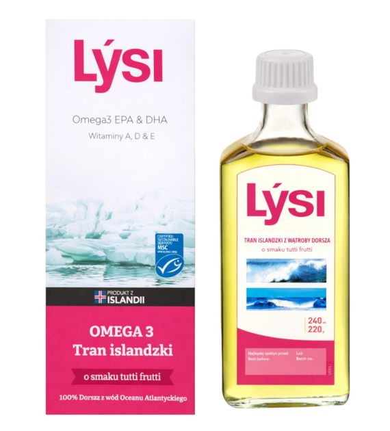 LYSI Tran islandzki o smaku tutti frutti 240ml