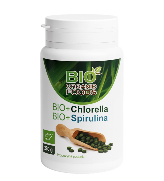 BIO Chlorella + BIO Spirulina w tabletkach 280g BIO ORGANIC FOODS