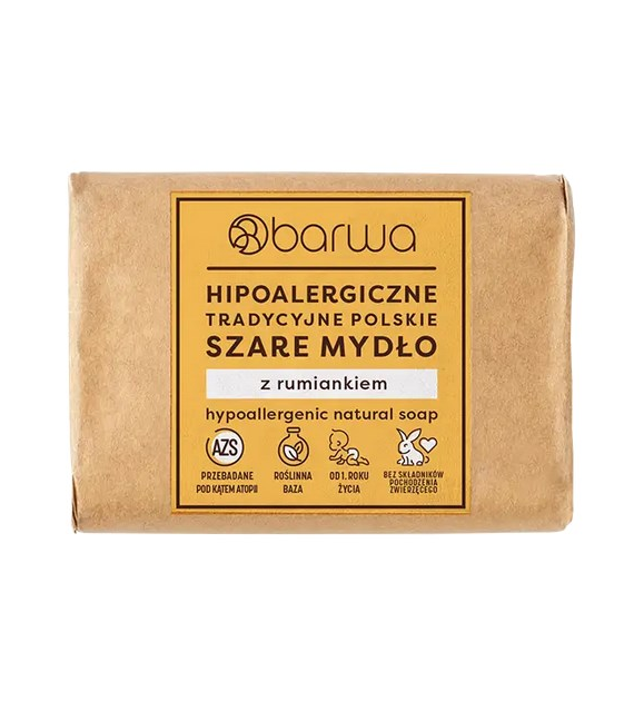 Mydło tradycyjne polskie szare z ekstraktem z rumianku w kostce 100g BARWA