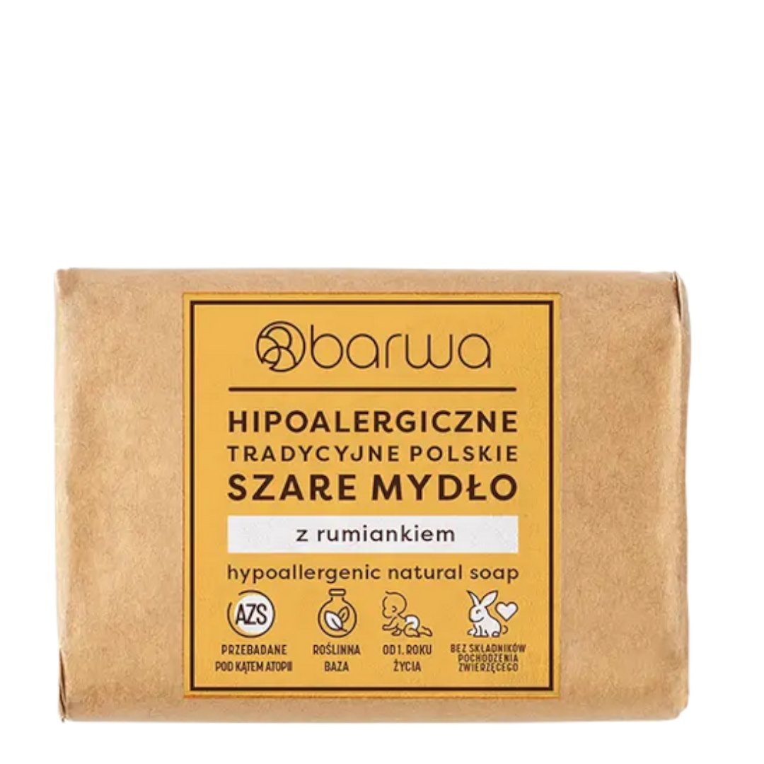 Mydło tradycyjne polskie szare z ekstraktem z rumianku w kostce 100g BARWA