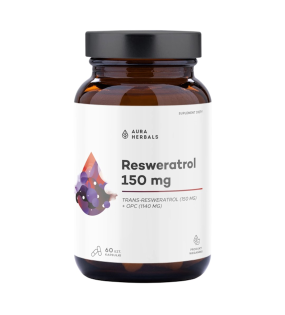 AURA HERBALS Resweratrol 150mg, 60 vkaps.