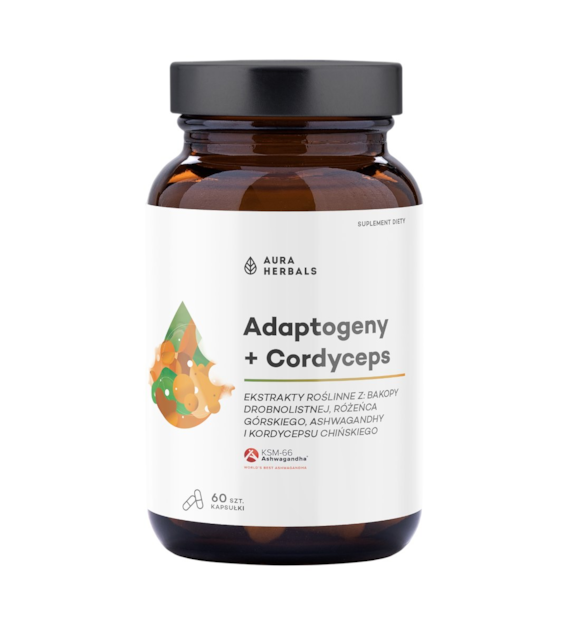 AURA HERBALS Adaptogeny + Cordyceps 60 kaps.
