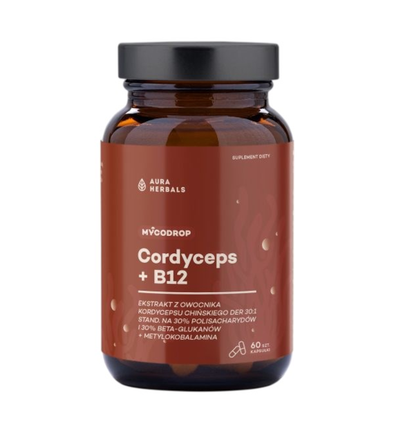 AURA HERBALS Mycodrop Cordyceps + B12 60 kaps.