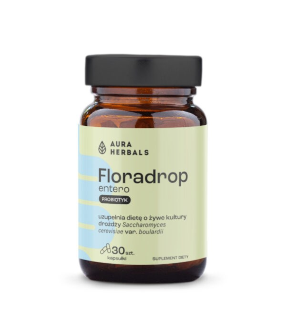 AURA HERBALS Floradrop entero probiotyk Saccharomyces boulardii 30 kaps.