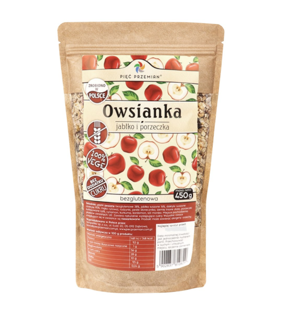 PIĘĆ PRZEMIAN Owsianka jabłko i porzeczka bezglutenowa 450g