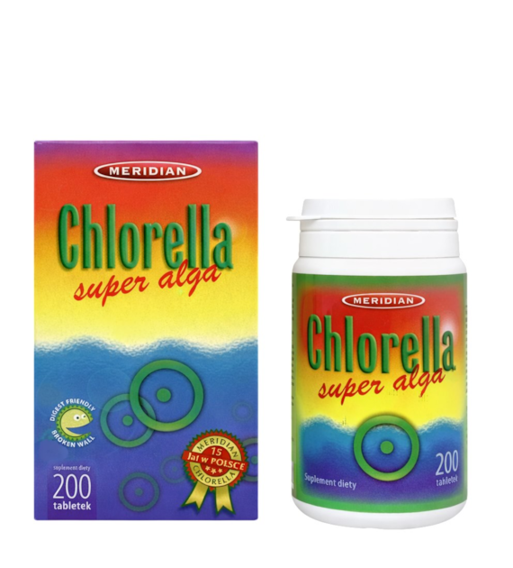 Chlorella algi prasowane 200tabl. (broken cell wall) MERIDIAN
