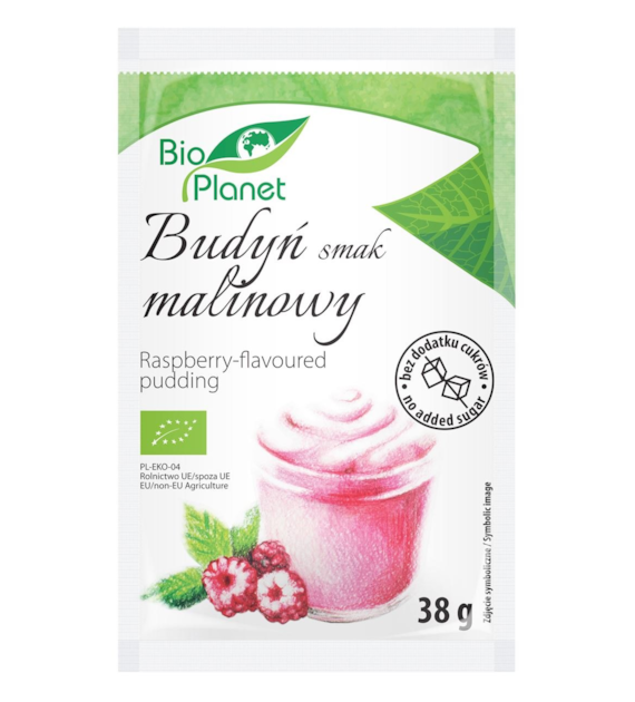 BIO PLANET Budyń o smaku malinowym z malinami BIO 38g