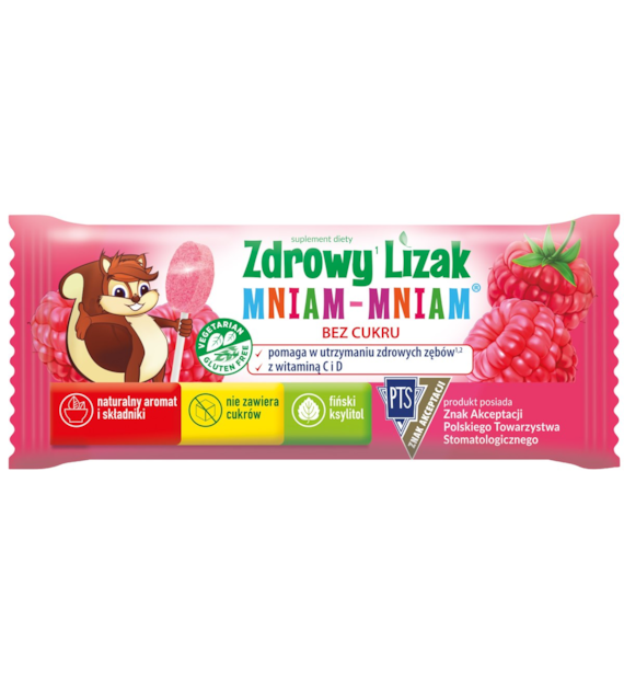 Zdrowy lizak Mniam-Mniam bez cukru malina 1 szt. STARPHARMA
