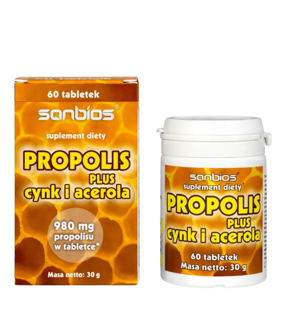 SANBIOS Propolis plus cynk i acerola 60 tabl.