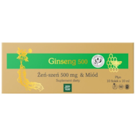 Ginseng 500 żeńszeń + miód 10x10ml fiolki (zielone) GINSENG POLAND