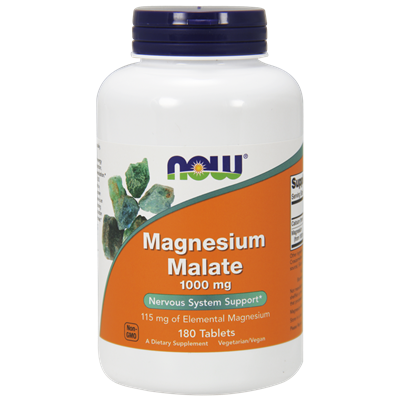 NOW FOODS Magnesium Malate 1000mg (115mg magnezu), 180tabl. - Jabłczan magnezu