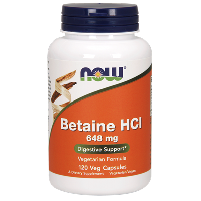 NOW FOODS Betaina HCL 648mg, 120vcaps.
