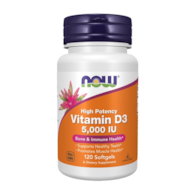 NOW FOODS Witamina D-3 EXTRA 5000 IU, 120sgels.