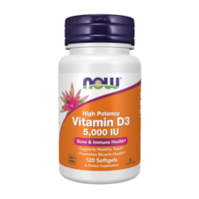NOW FOODS Witamina D-3 EXTRA 5000 IU, 120sgels.