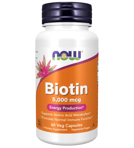 NOW FOODS Biotin 5000mcg, 60vcaps. - Biotyna