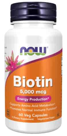NOW FOODS Biotin 5000mcg, 60vcaps. - Biotyna