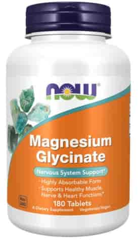 NOW FOODS Magnesium Glycinate (100mg magnezu), 180tabl. - diglicynian magnezu