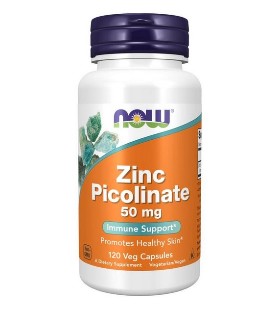 NOW FOODS Zinc Picolinate 50mg, 60 vcaps. - Pikolinian cynku
