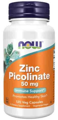 NOW FOODS Zinc Picolinate 50mg, 60 vcaps. - Pikolinian cynku