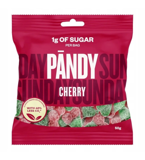 PANDY Cherry 50g - żelki bez dodatku cukru o smaku wiśniowym
