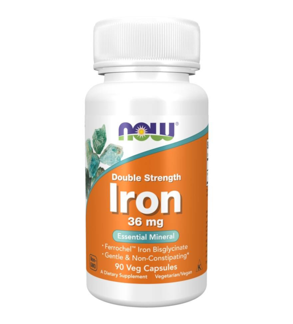 NOW FOODS Iron 36mg, 90 vcaps. - żelazo z chelatu