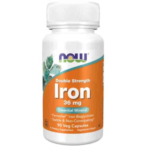 NOW FOODS Iron 36mg, 90 vcaps. - żelazo z chelatu