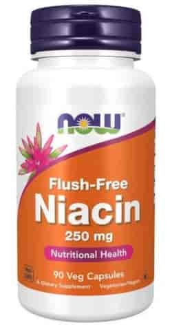 NOW FOODS Niacin Flush-Free 250mg, 90vcaps. - Niacyna - Witamina B-3 - PP