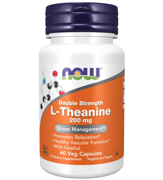 NOW FOODS L-Theanine + Inositol 200mg, 60kaps. - L-Teanina + Inozytol