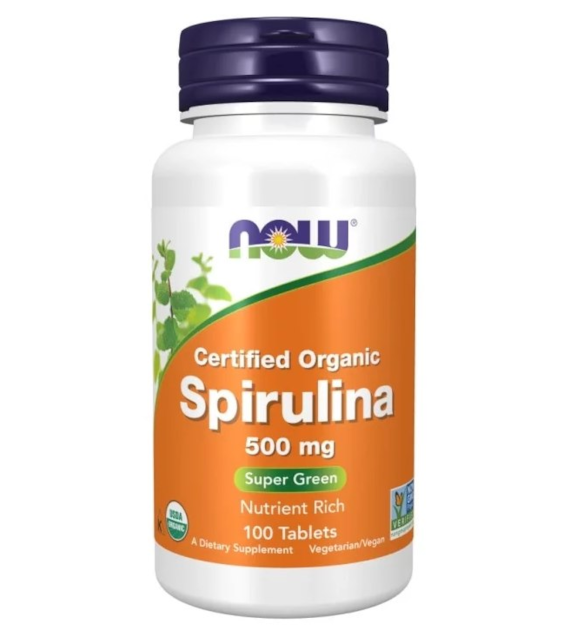 NOW FOODS Spirulina Certified Organic 500mg, 100tabl.