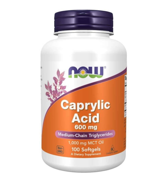 NOW FOODS Caprylic Acid 600mg, 100sgels. - kwas kaprylowy