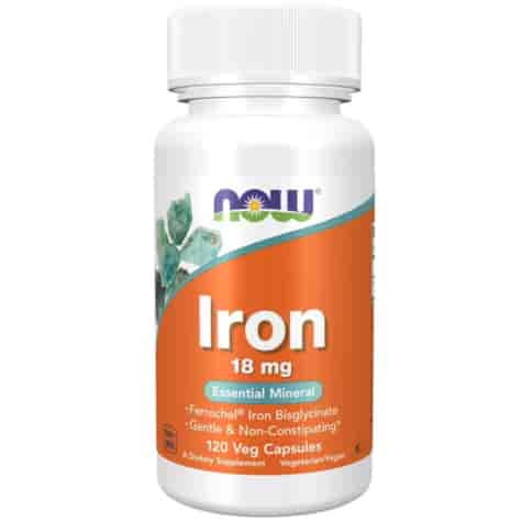 NOW FOODS Iron 18mg, 120 vcaps. - żelazo z chelatu