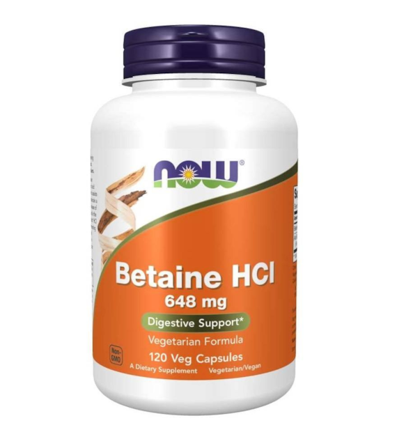 NOW FOODS Betaina HCL 648mg, 120vcaps.