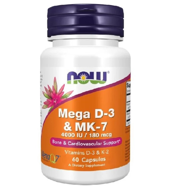 NOW FOODS Mega D-3 + K-2 MK-7 60kaps. (4000IU/180mcg)