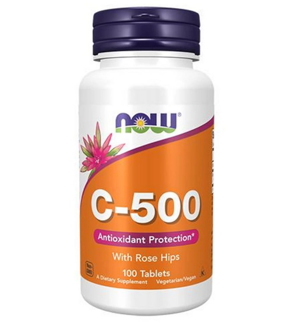 NOW FOODS Witamina C-500 with Rose Hips, 100tabl.