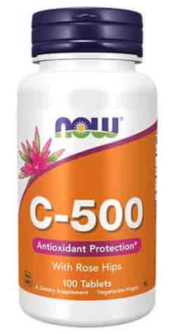NOW FOODS Witamina C-500 with Rose Hips, 100tabl.