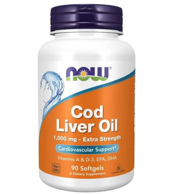 NOW FOODS Cod Liver Oil 1000mg, 90 sgels. - Tran z dorsza
