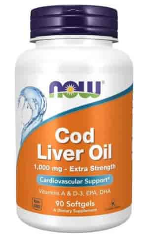 NOW FOODS Cod Liver Oil 1000mg, 90 sgels. - Tran z dorsza